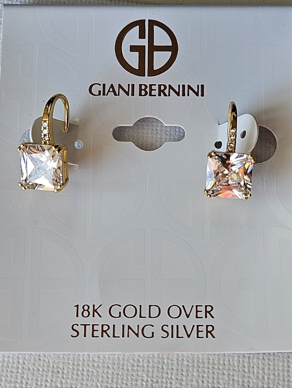 Giani Bernini Square Cubic Zirconia Leverback Earrings